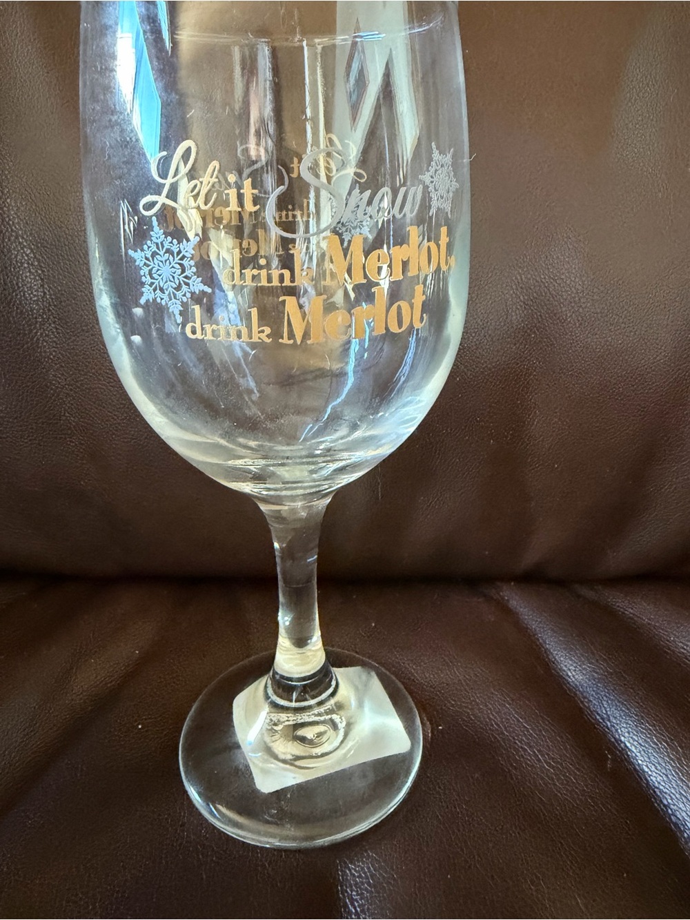 Wine Stemmed Glass with Silver and Gold Engraving on Both Sides - NWT